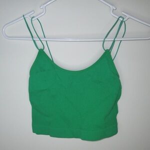 Strappy bright green ribbed stretchy tank perfect to use as a basic! #stpattys